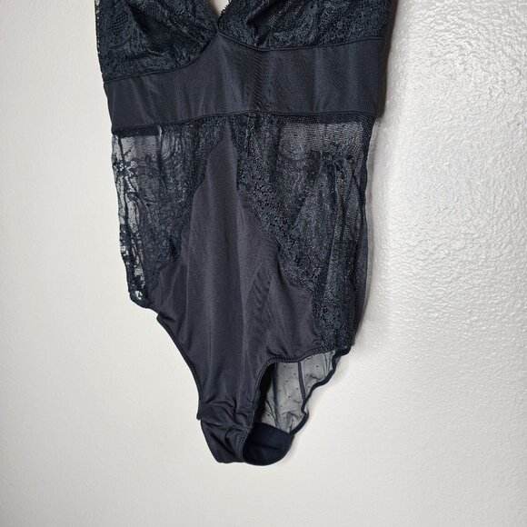 S Black Bodysuit Mesh Lace Layering Tank Top Lingerie Fairy Grunge Whimsigoth - Picture 3 of 8